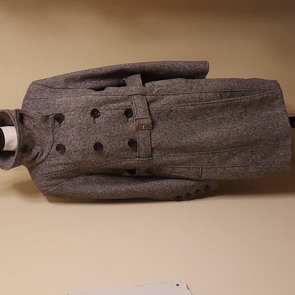 Guess Gray Tweed Double-Breasted Coat - Picture 1 of 7